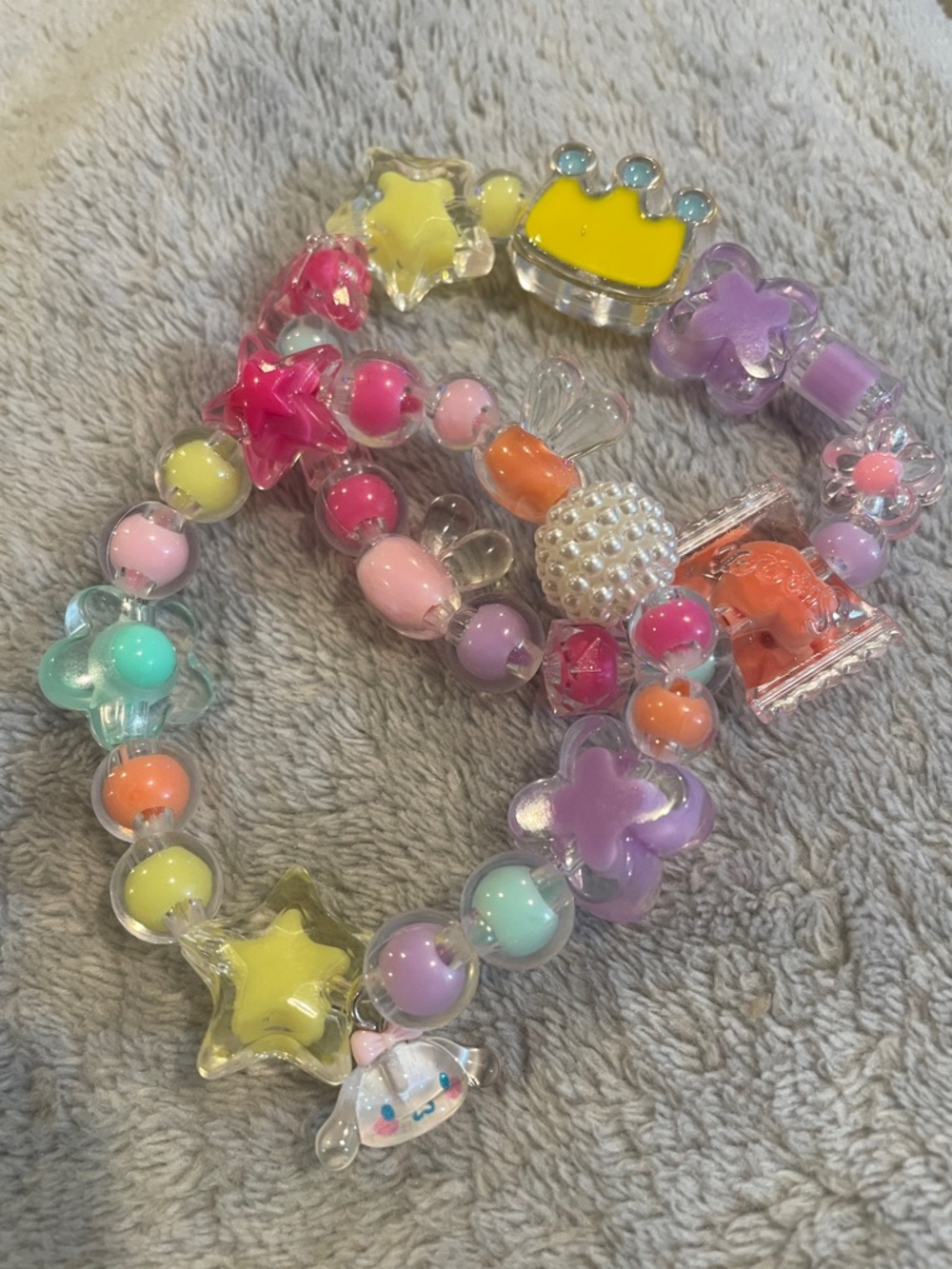 Kids Pastel Charm Beaded Bracelet - Yellow, Purple, Pink, Mint